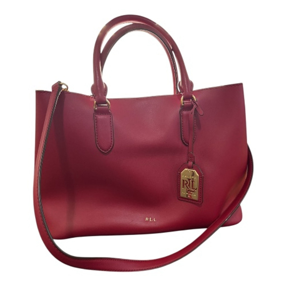 Lauren Ralph Lauren Dryden Marcy Tote in red leather - Picture 3 of 11